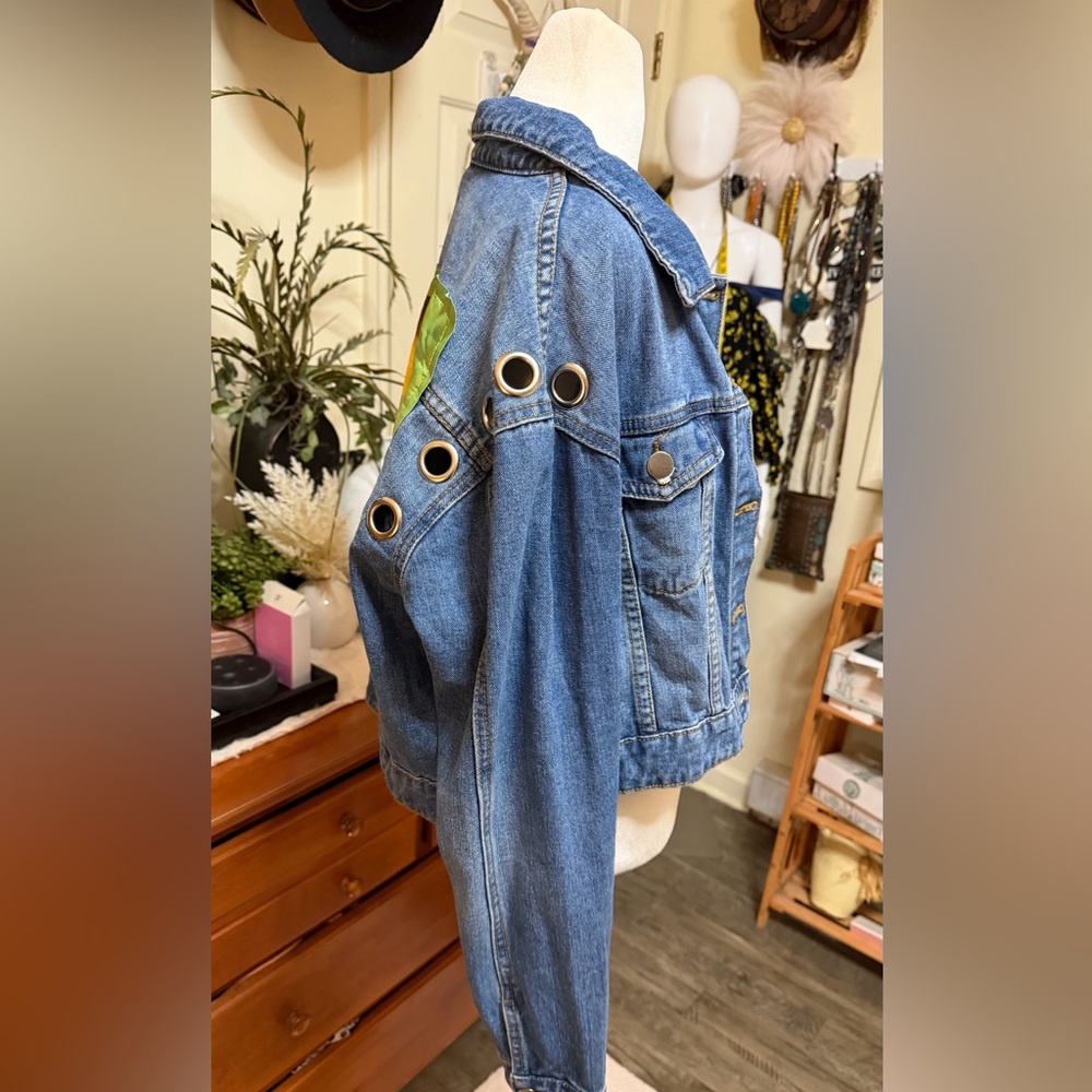 Denim Jacket with Graphic Text NWT by fashion nova - Picture 7 of 15